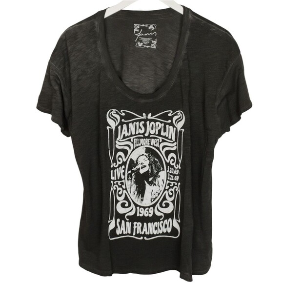 Janis Joplin Top Oversized Size Small Gray with White Iron on Graphics - Picture 10 of 10